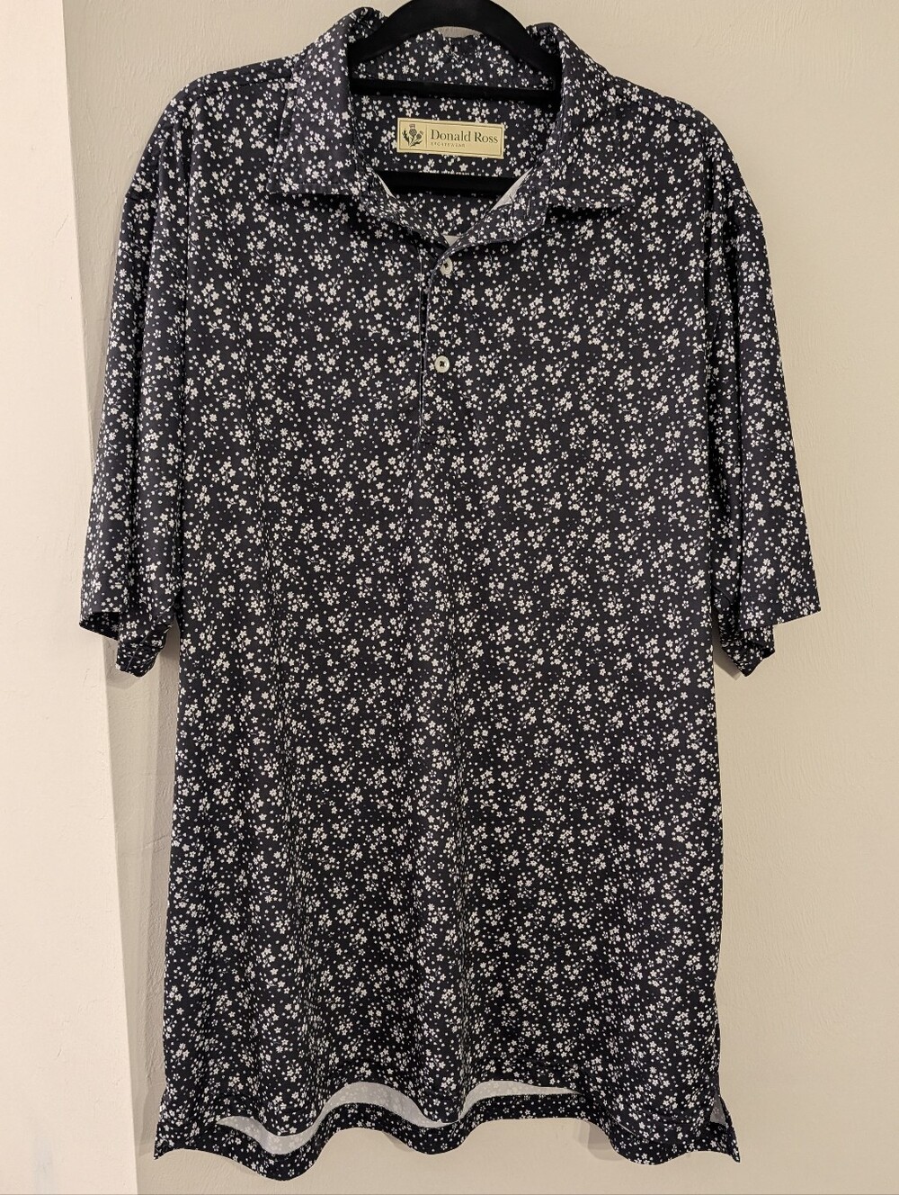 Donald Ross Polo Classic-122 Spring Flowers Black/Oyster Mens Size Medium